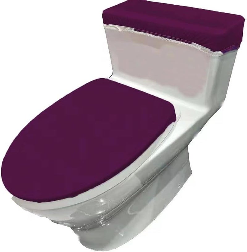 Madeals Velvet Toilet Lid Cover and Toilet Tank Lid Cover Fabric Cover for A Lid Toilet Tank Purple - Image 1